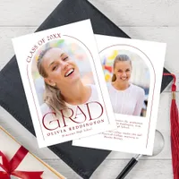 Modern Elegant Typography Red 2 Photo Arch Grad Announcement