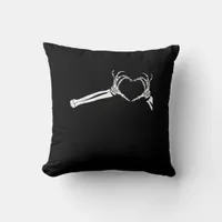 Funny Skeleton Heart Hands Halloween Costume Throw Pillow