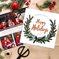 Festive Wreath 3 Photo Happy Holidays Card