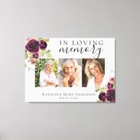 In Loving Memory Floral Photo Memorial Tribute Canvas Print