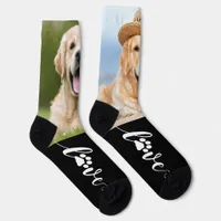 Custom Pet Photo Love Paw Print Dog Socks