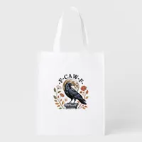 F-Caw-F Raven Moon Gothic Halloween Crow Bird Love Grocery Bag