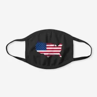 *~* UNITED STATES MAP  Red White Blue Grunge USA Black Cotton Face Mask