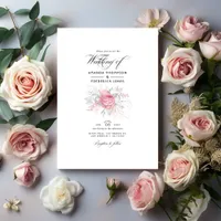 Pink, Silver and White Floral Wedding Invitation