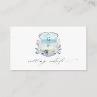 Monogram Beach Wedding Crest Website QR Code Enclosure Card