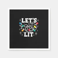 Let's Get Lit Drinking Santa Hat Christmas Lights  Napkins