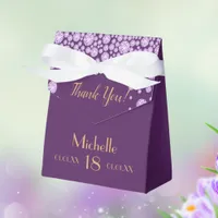 18th birthday party puple gold thank you name favor boxes