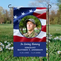Patriotic Memorial Custom Photo Military Cemetery Garden Flag