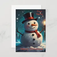 Cheerful Snowman Christmas Card - Festive Card.