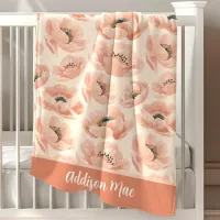 Blush Pink And Peach Peony Elegant Floral Baby Blanket