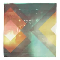 Seventies Orange Abstract Techno Triangles Duvet Cover