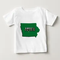 Iowa State Map Green Outline & Photo Text Baby Baby T-Shirt