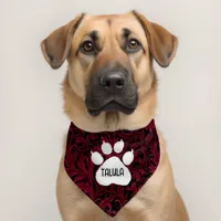 Burgundy and Black Paisley Personalized Pet Bandana Collar