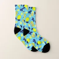 Spanish Blue and Yellow Lemons Socks