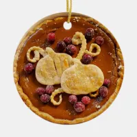 Fancy Pumpkin Pie Christmas  Ceramic Ornament