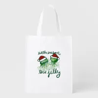 Tis The Season To Jelly Funny Jellyfish Christmas Grocery Bag