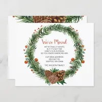 Budget Pine Cone Wreath Weve Moved Holiday Card