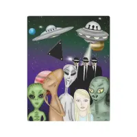 Different Alien Species, UFO, Planets Artwork   Metal Print