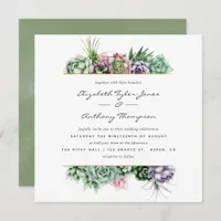 Watercolor Succulents Wedding Invitation