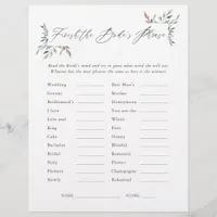 Greenery Winter Bridal Shower Phrases Game