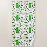 Cocktail Glasses Gin Tonic Drinks Mixologist Beach Towel