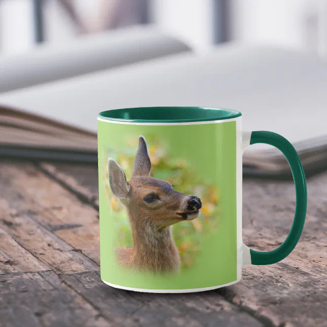 Vignetted Portrait of Smiling Blacktail Deer Fawn  Mug