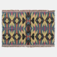 Warm Teal Earth Aztec Desert Gold Shimmer Throw Blanket