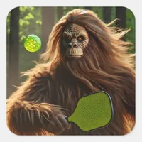 Funny Bigfoot Playing Pickleball  Square Sticker