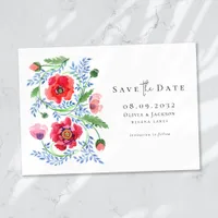 Watercolor Wildflowers Poppy Script Wedding Save The Date