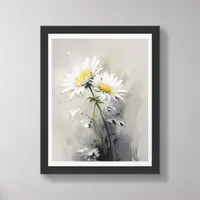 White Daisy on Gray AI Assist Framed Art