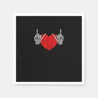 Skeleton Hand Heart And Roll, Valentines Halloween Napkins