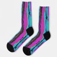 Splatter Art Purple Aqua Blue Yellow Abstract Art Socks