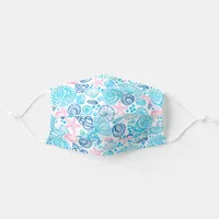 Nautical Pink And Blue Ocean Seashell Adult Cloth Face Mask