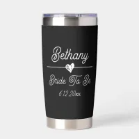 Cute Personalized Bride to be Black and White Insulated Tumbler