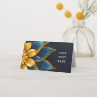 Elegant Sapphire and Gold Floral Wedding Place Card