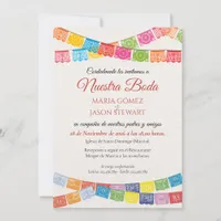 Papel Picado Elegant Colorful Boda Spanish Wedding Invitation
