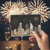 Elegant America's 250th Birthday NYC Gold Firework Invitation