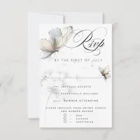 Elegant Butterfly and Dandelion Puff Pastels Ink  RSVP Card
