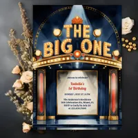 Retro The Big One Hollywood Theatre 1st Birthday Invitation