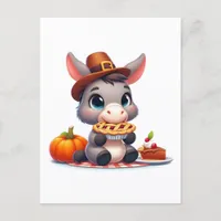 Sweet Donkey Eats Thanksgiving Pie  Postcard