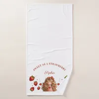 Sweet As Strawberry Girl Happy Birthday Party Bath Towel