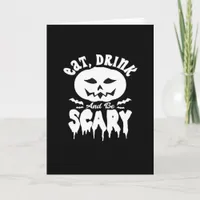 Eat Drink And Be Scary Halloween Retro Classic Card