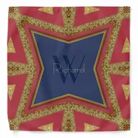 Royal Blue & Red Gold Glitter Monogram Bandana