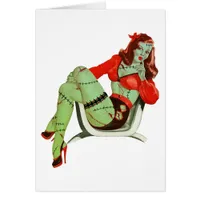 Halloween Retro Zombie Pinup Lady Cards