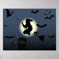 the flying witch halloween scene poster