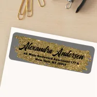 Glitter Gold Sparkly Brushstroke Return Address Label