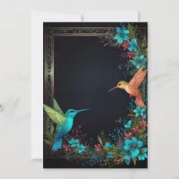 Dark Botanical Hummingbird Theme Invitation