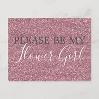 Pink Faux Glitter Flower Girl Proposal Invitation Postcard