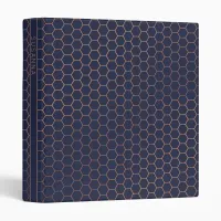 Girly Rose Gold Foil Hexagon Geometric 3 Ring Binder