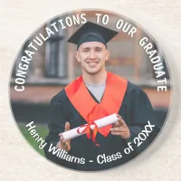 Graduation Photo Custom Text Graduate Keepsake Coaster